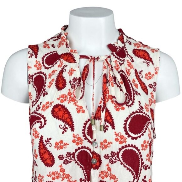NWT MARKET & SPRUCE Ava Tie Neck Paisley Blouse Sz Large - Picture 4 of 6